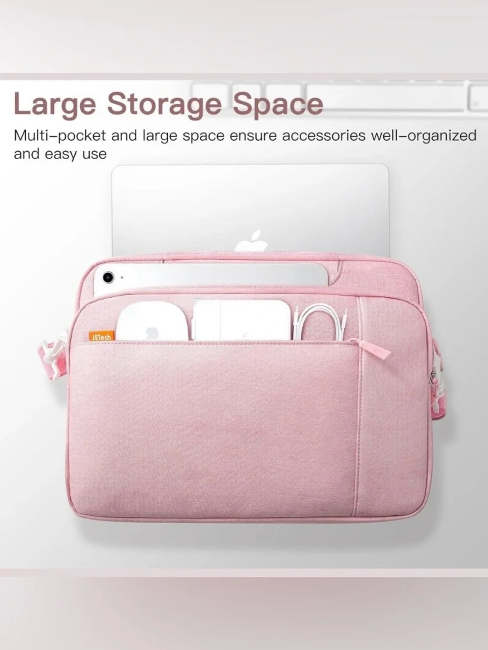 Pink Tablet Sleeve with Multi-Pocket Organizer